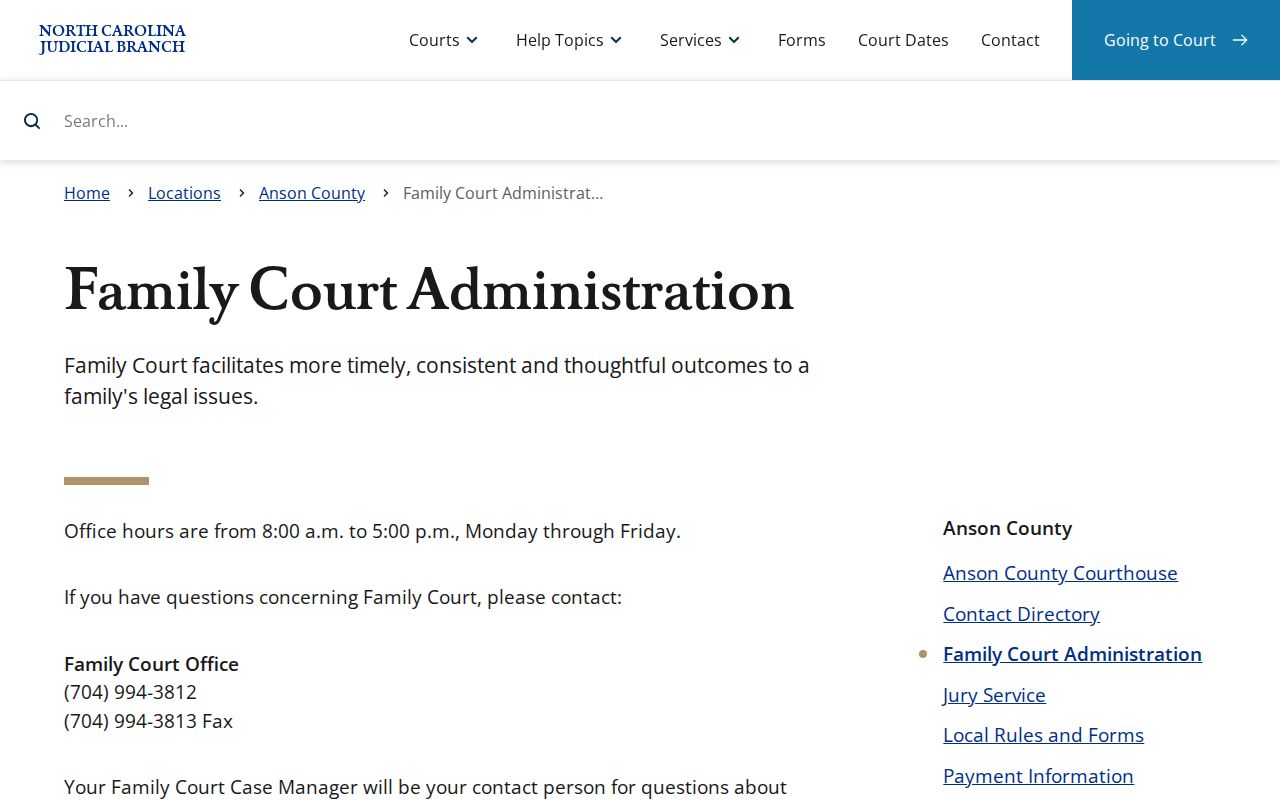 Anson County Ansonville Court Records source image of Anson Family Court Administration information