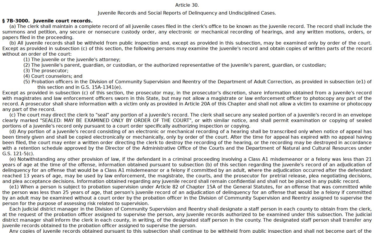 Anson County criminal court dockets source for juvenile-record confidentiality